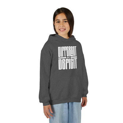 Youth "Different Not Deficit" Unisex Hoodie | Autism & Neurodiversity Advocacy Hooded Sweatshirt