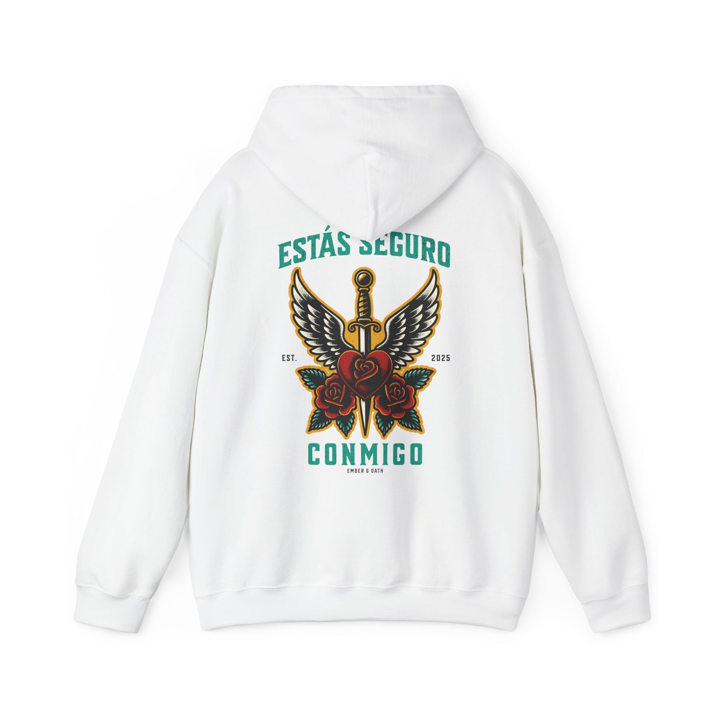 You Are Safe With Me Sword Unisex Hoodie | Estás Seguro Conmigo Hooded Sweatshirt | Immigrant Rights & Solidarity Collection
