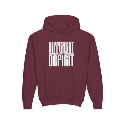 Youth "Different Not Deficit" Unisex Hoodie | Autism & Neurodiversity Advocacy Hooded Sweatshirt