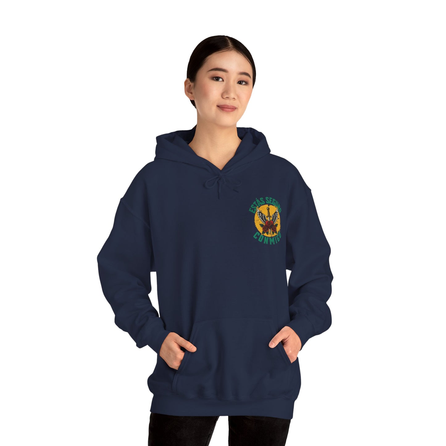 You Are Safe With Me Sword Unisex Hoodie | Estás Seguro Conmigo Hooded Sweatshirt | Immigrant Rights & Solidarity Collection
