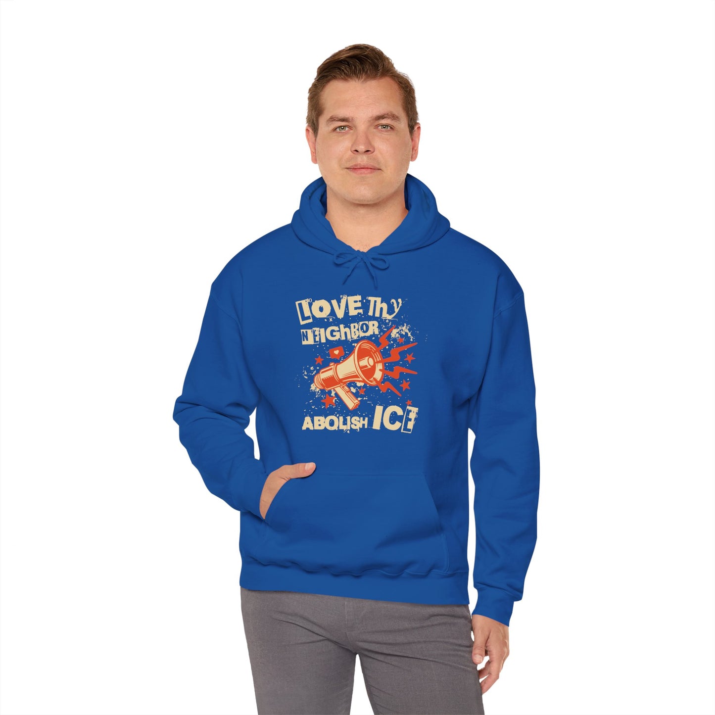 Love Thy Neighbor Unisex Hoodie | Abolish Ice Hooded Sweatshirt | The Collective Flame Fund Collection