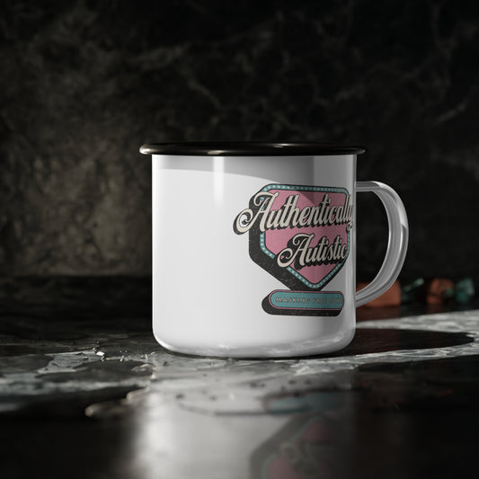 "Authentically Autistic" Enamel Camping Mug | Autism & Neurodiversity Advocacy Mug