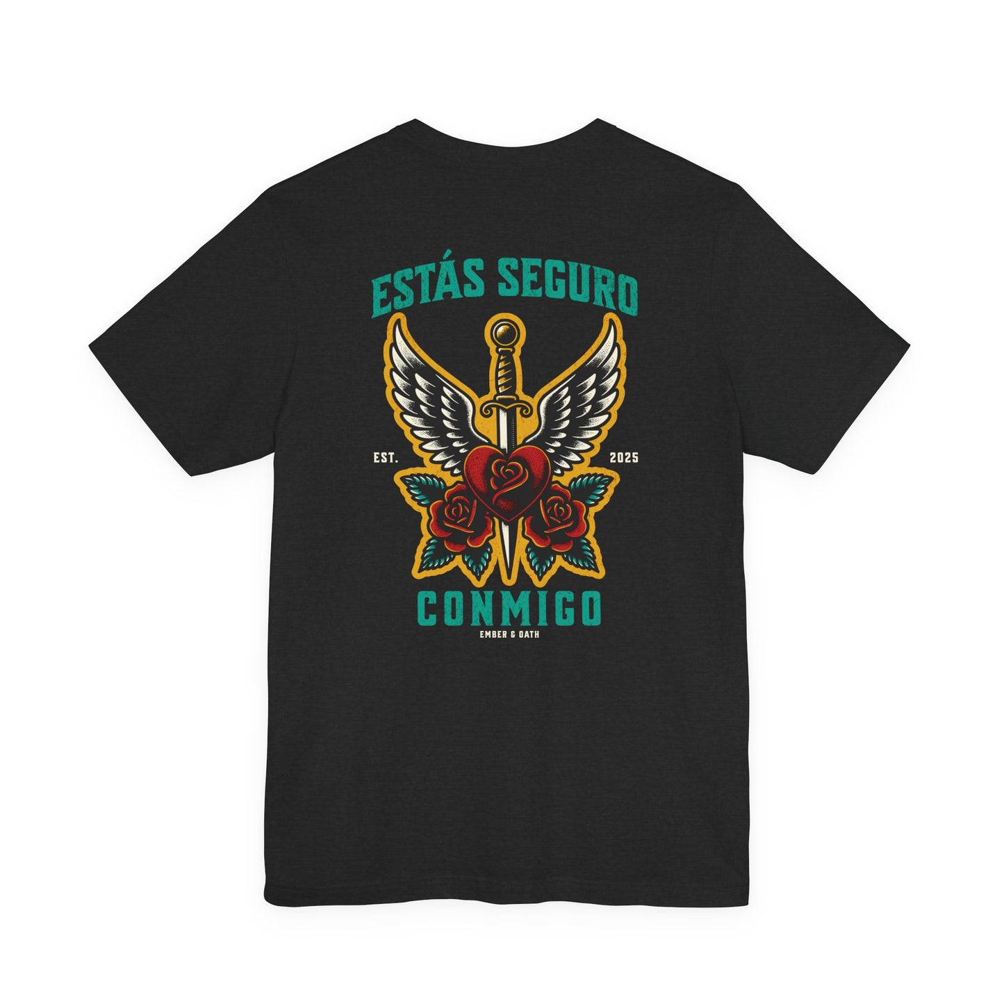You Are Safe With Me Sword Unisex Tee | Estás Seguro Conmigo Shirt | Immigrant Rights & Solidarity Collection