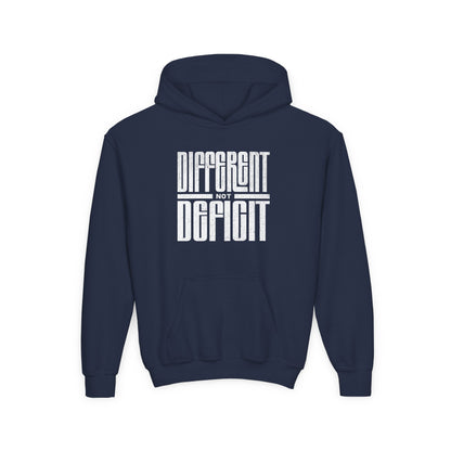 Youth "Different Not Deficit" Unisex Hoodie | Autism & Neurodiversity Advocacy Hooded Sweatshirt