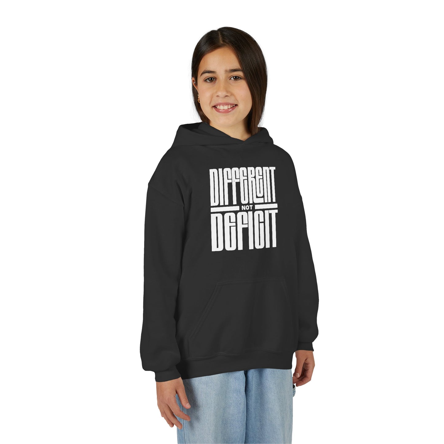 Youth "Different Not Deficit" Unisex Hoodie | Autism & Neurodiversity Advocacy Hooded Sweatshirt