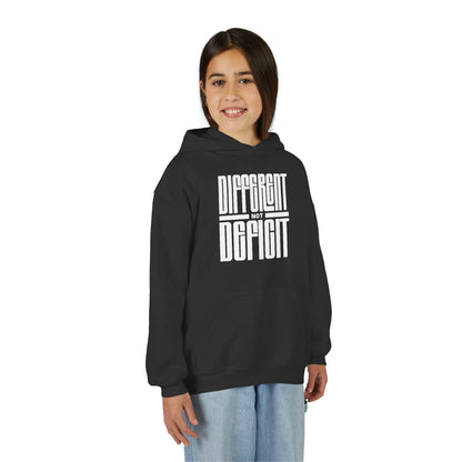 Youth "Different Not Deficit" Unisex Hoodie | Autism & Neurodiversity Advocacy Hooded Sweatshirt