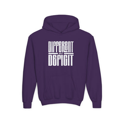 Youth "Different Not Deficit" Unisex Hoodie | Autism & Neurodiversity Advocacy Hooded Sweatshirt