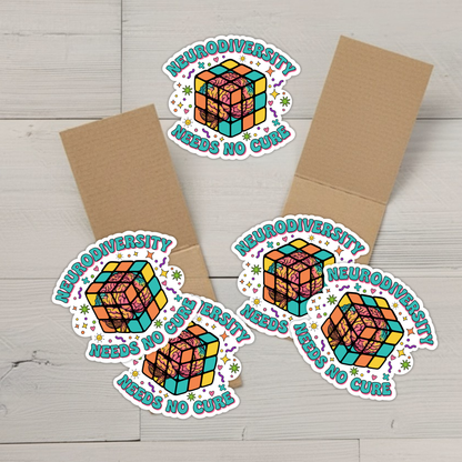 (PRE-ORDER) Neurodiversity Needs No Cure Sticker 5-Pack | Autism & Neurodiversity Decal