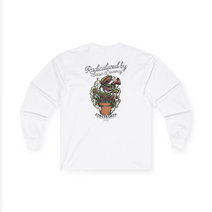 "Radicalized by Basic Decency" Unisex Long Sleeve Tee | American Traditional Venus Flytrap Shirt | Firestarter Fund Collection