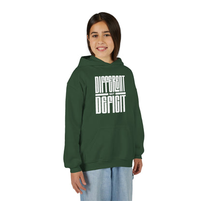 Youth "Different Not Deficit" Unisex Hoodie | Autism & Neurodiversity Advocacy Hooded Sweatshirt